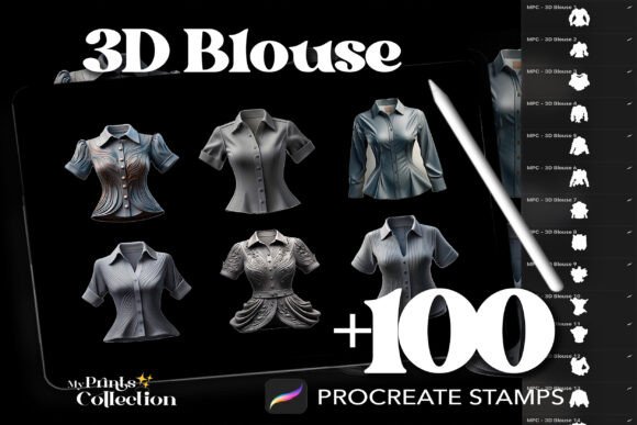 100 Procreate 3D Blouse Stamps: A Strategic Asset for Fashion Designers