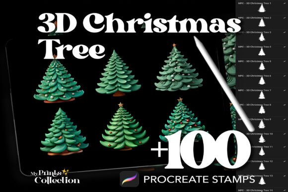 100 Procreate 3D Tree Christmas Stamps: The Ultimate Resource for Festive Digital Art