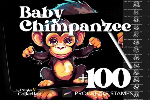 100 Procreate Baby Chimpanzee Stamps