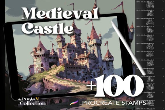 100 Procreate Castle Medieval Stamps