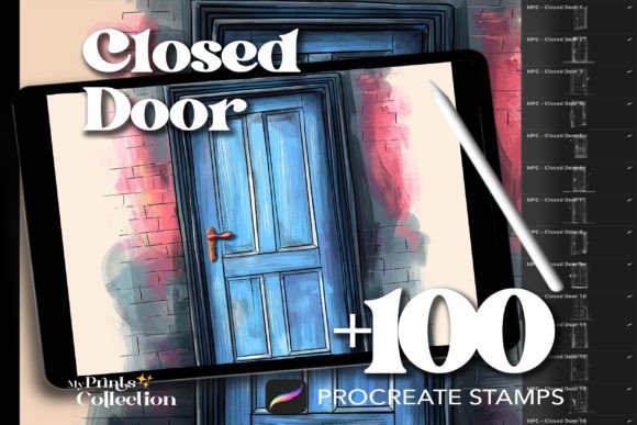 100 Procreate Closed Door Stamps