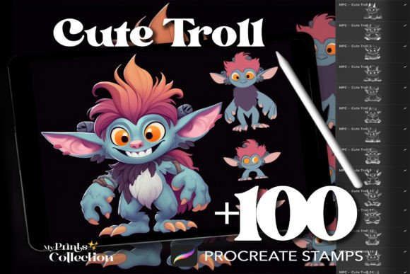 100 Procreate Cute Troll Stamps: A Creative Boost for Digital Artists