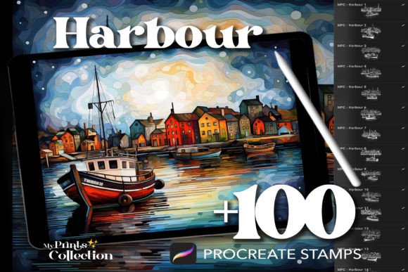 100 Procreate Harbour Stamps: Transform Your Digital Canvas into a Nautical Masterpiece