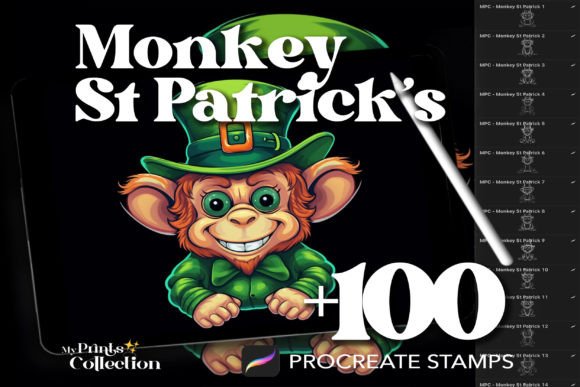 100 Procreate Monkey St Patrick Stamps: A Whimsical Boost for Your Digital Art