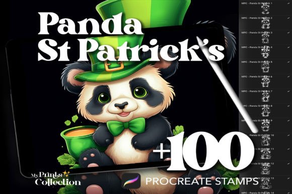 100 Procreate Panda St Patrick Stamps: A Whimsical Boost for Your Digital Art