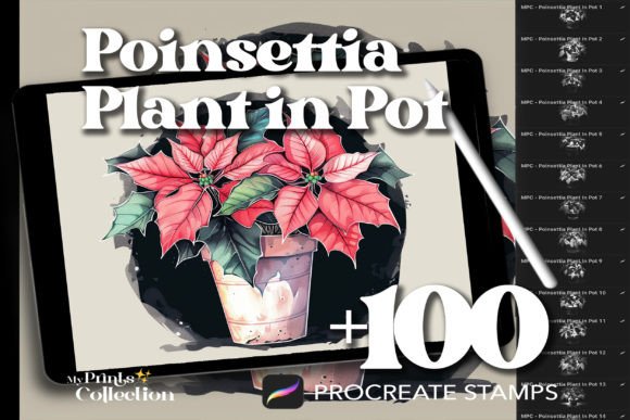 100 Procreate Poinsettia Plant in Pot: Elevate Your Holiday Digital Art