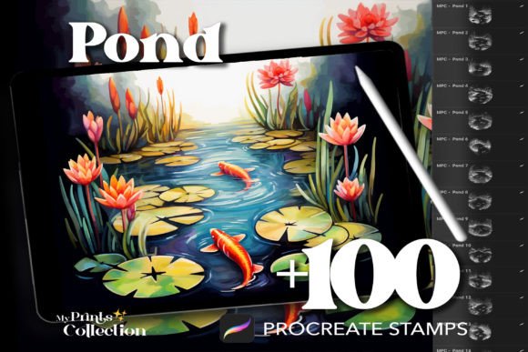 100 Procreate Pond Stamps: Transform Your Digital Canvas into a Serene Waterway