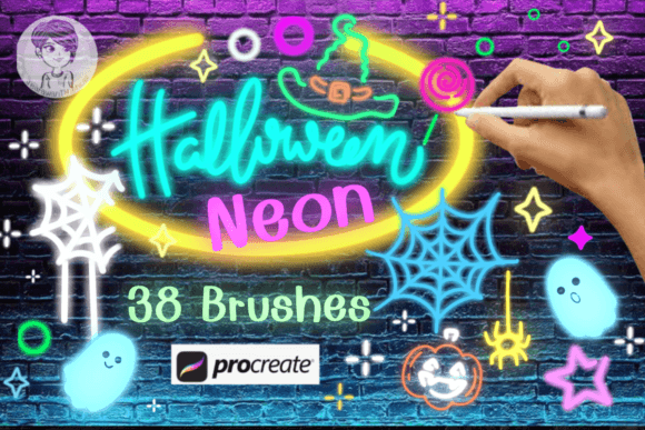 Halloween Neon Brush Stamps: A Spectral Glow for Digital Creators