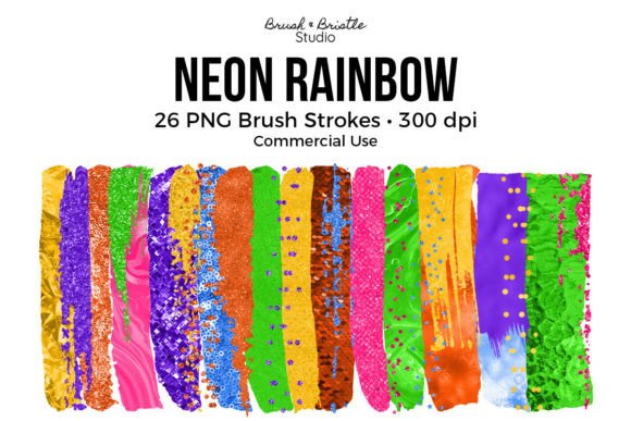Neon Rainbow Brush Stroke Overlays: A Vibrant Tool for Modern Design